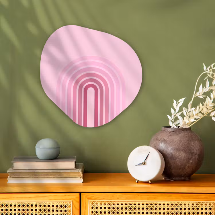 Regenboog - Roze - Abstract - Modern - Minimalistisch Wandcirkel Organisch Forex 3mm klein -sfeer2