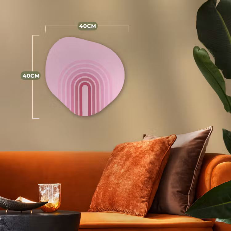 Regenboog - Roze - Abstract - Modern - Minimalistisch Wandcirkel Organisch Forex 3mm klein -sfeer3