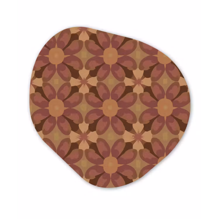 Retro - Bloemen - Bruin Wandcirkel Organisch Forex 3mm klein 629 -3d