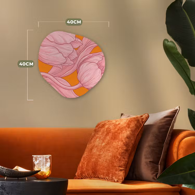 Forexbild Organische Form - Rosa Blumen – Modern - Roze bloemen - Modern Wandcirkel Organisch Forex 3mm klein