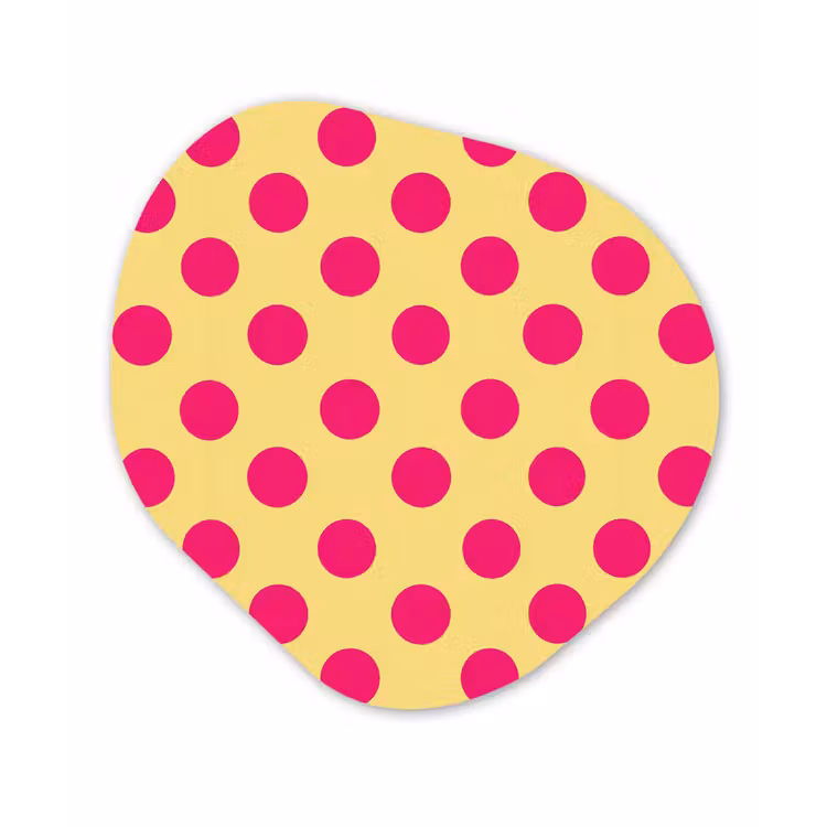 Roze - Stippen - Geel Wandcirkel Organisch Forex 3mm klein 629 -3d
