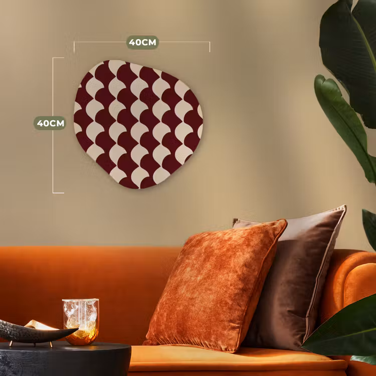 Rood - Tegelpatroon - Crème Wandcirkel Organisch Forex 3mm klein 629 -sfeer3