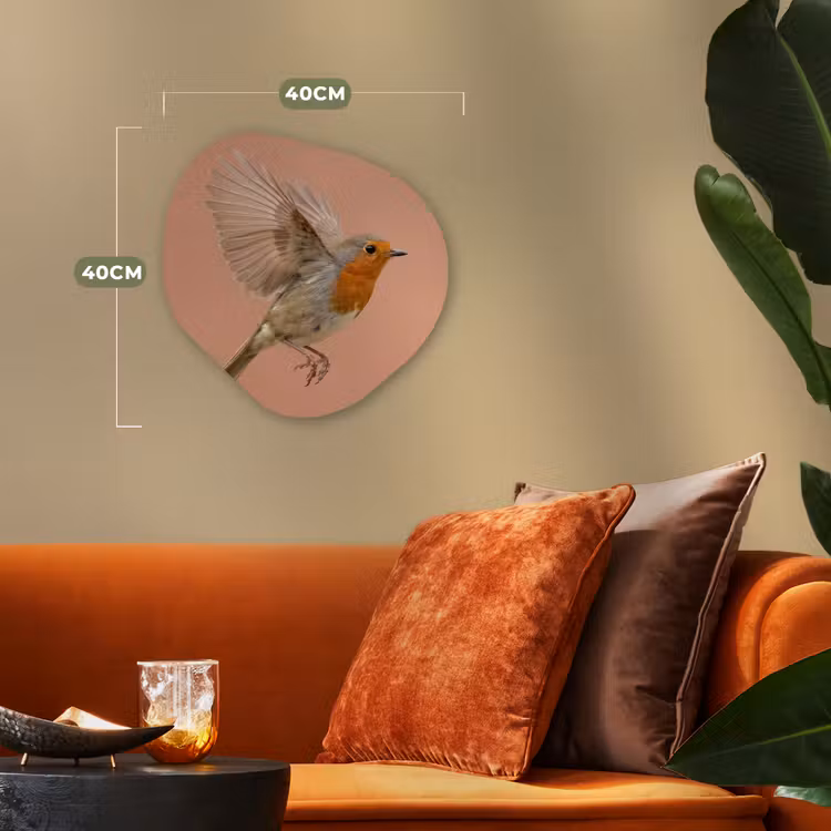 Roodborst - Natuur - Roze Wandcirkel Organisch Forex 3mm klein -sfeer3