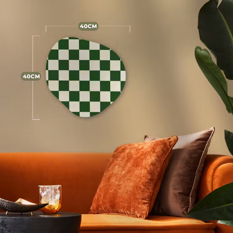 Schaakbord - Patroon - Groen Wandcirkel Organisch Forex 3mm klein 629 -sfeer3