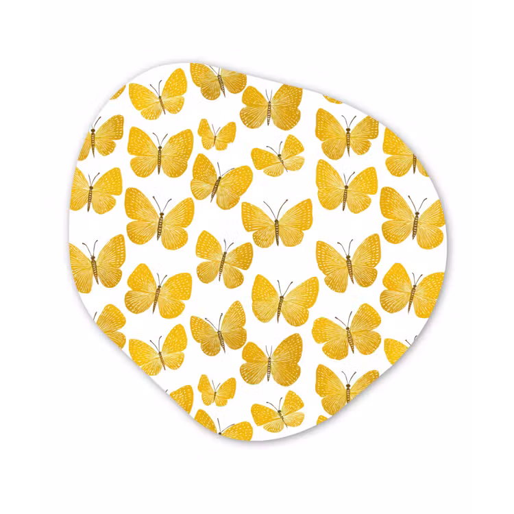 Vlinders - Botanisch - Illustratie - Geel - Wit Wandcirkel Organisch Forex 3mm klein 629 -3d