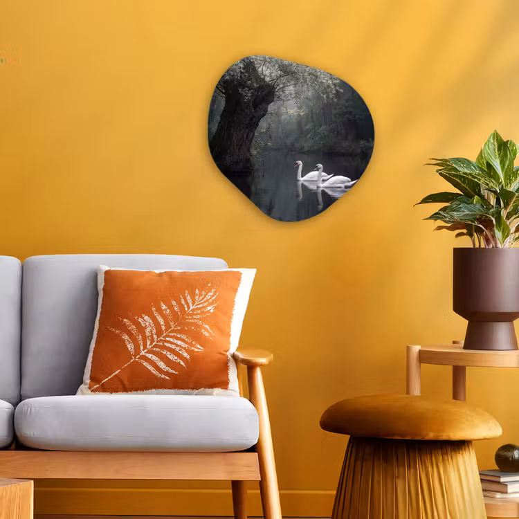 Zwanen - Rivier - Bos Wandcirkel Organisch Forex 3mm klein -sfeer4