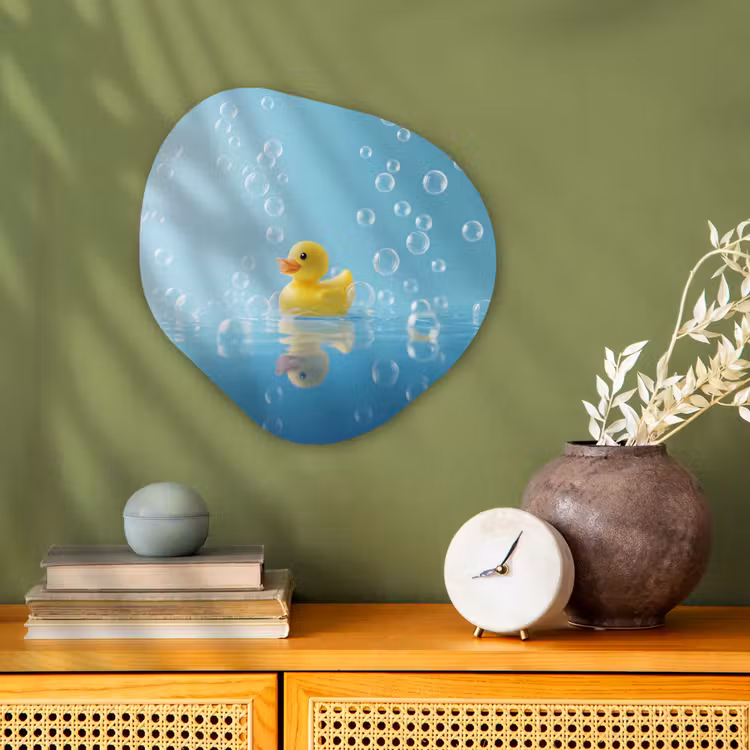 Bubbels - Badeend - Geel Wandcirkel Organisch Forex 3mm klein -sfeer2