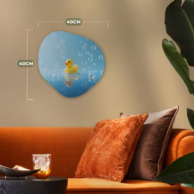 Bubbels - Badeend - Geel Wandcirkel Organisch Forex 3mm klein -sfeer3