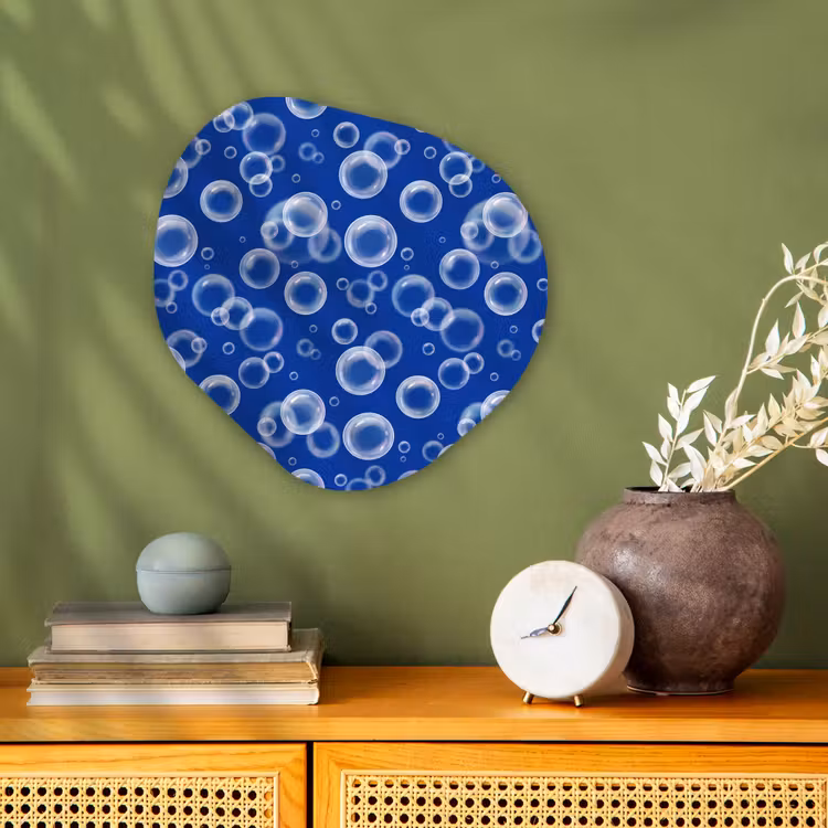 Bubbels - Patroon - Blauw Wandcirkel Organisch Forex 3mm klein -sfeer2