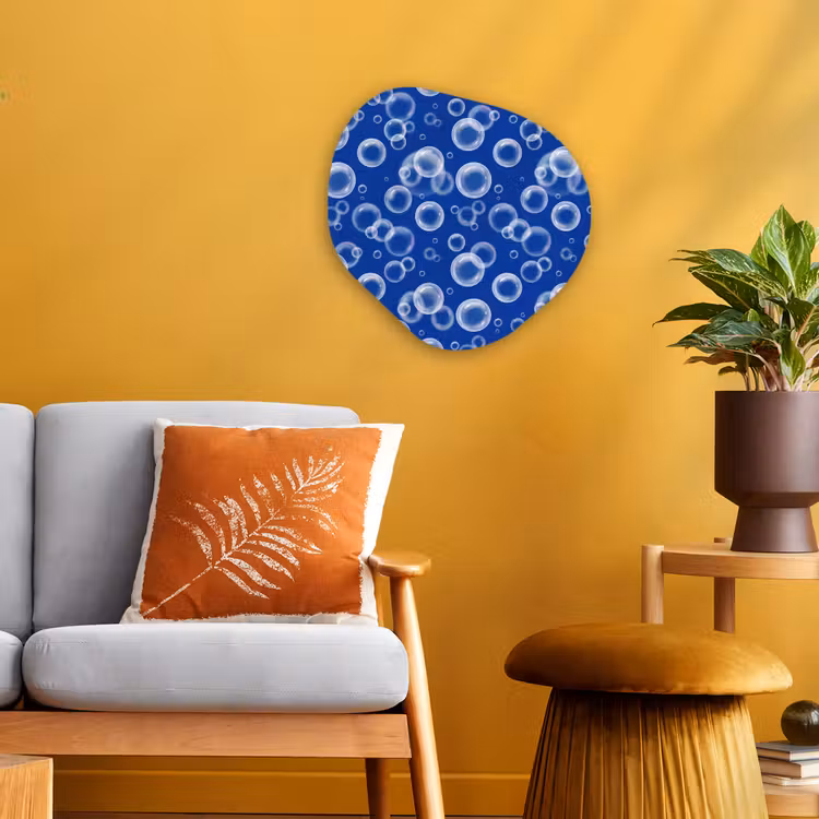 Bubbels - Patroon - Blauw Wandcirkel Organisch Forex 3mm klein -sfeer4