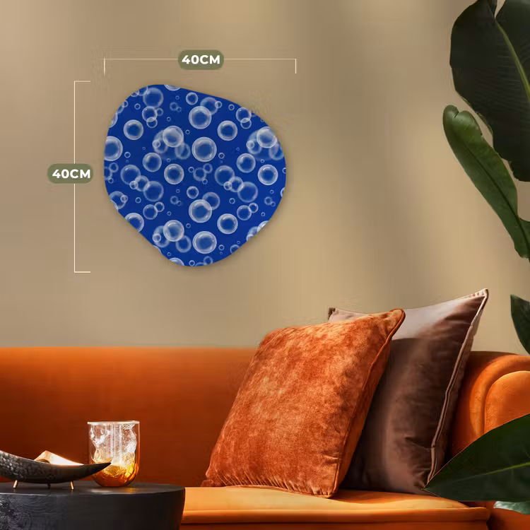 Bubbels - Patroon - Blauw Wandcirkel Organisch Forex 3mm klein -sfeer3