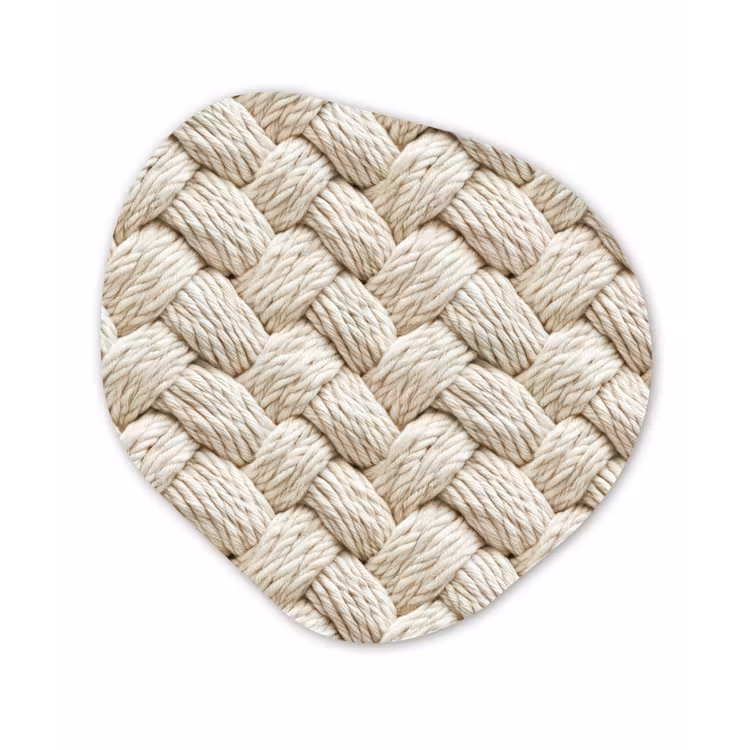 Touw - Gebreid - Beige Wandcirkel Organisch Forex 3mm klein 629 -3d