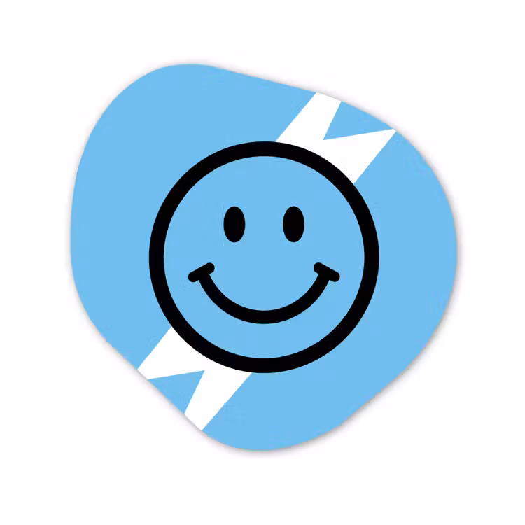 Smiley - Blauw - Bliksem Wandcirkel Organisch Forex 3mm klein -3d
