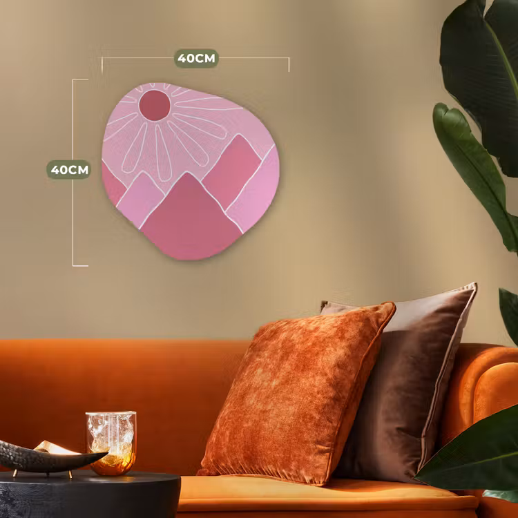 Zon - Bergen - Natuur - Abstract - Roze Wandcirkel Organisch Forex 3mm klein -sfeer3