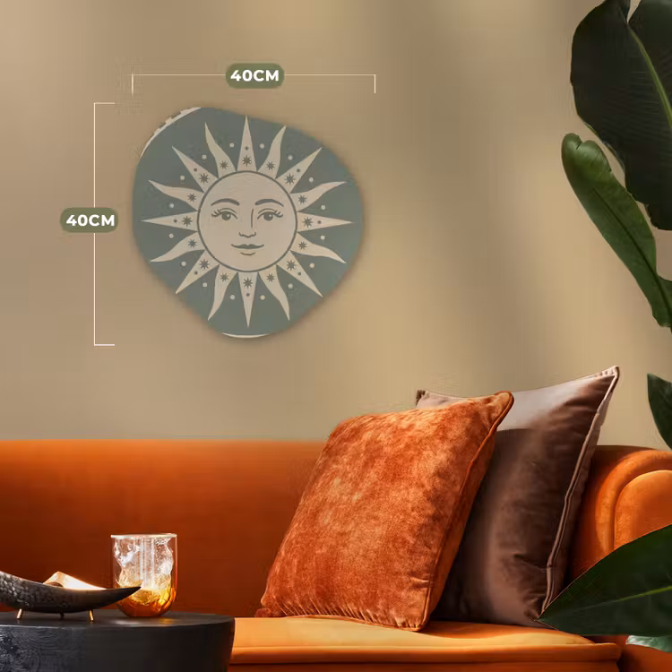Zon - Sterren - Astrologie - Vintage - Groen Wandcirkel Organisch Forex 3mm klein -sfeer3