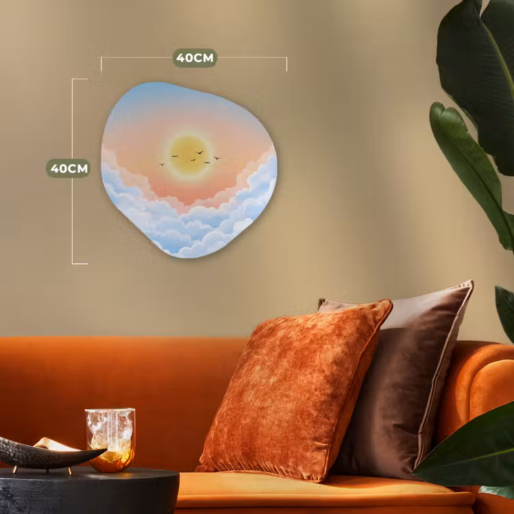 Zon - Vogels - Lucht - Natuur - Geel Wandcirkel Organisch Forex 3mm klein -sfeer3