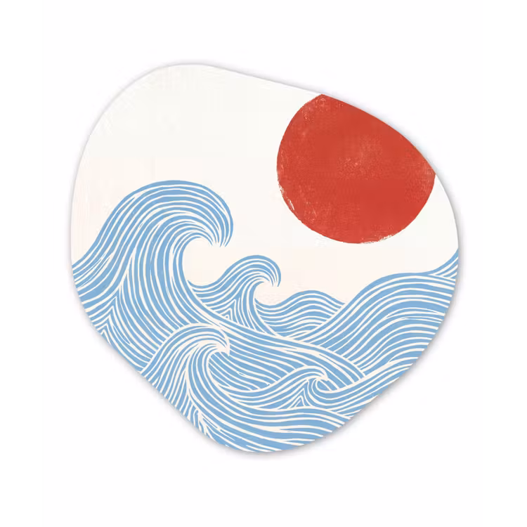 Zon - Golven - Oceaan - Abstract - Rood Wandcirkel Organisch Forex 3mm klein -3d
