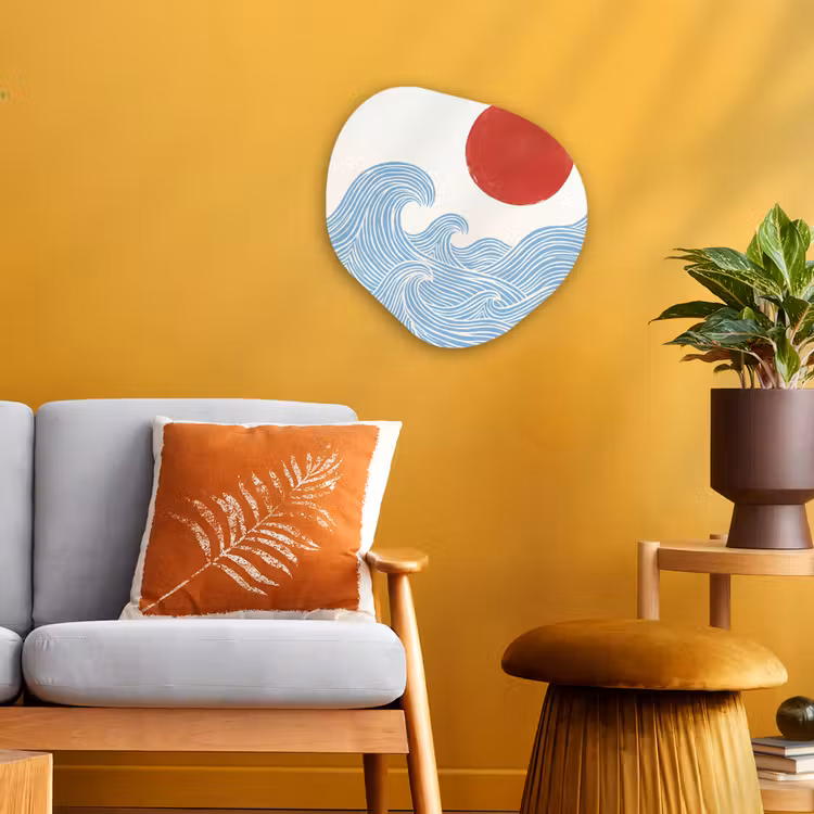 Zon - Golven - Oceaan - Abstract - Rood Wandcirkel Organisch Forex 3mm klein -sfeer4