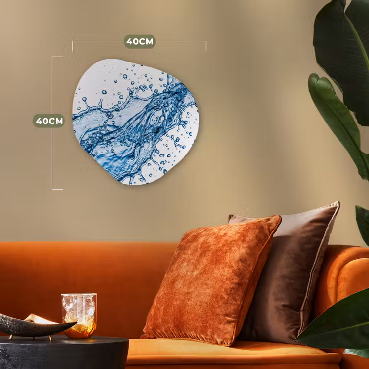 Spash - Water - Blauw Wandcirkel Organisch Forex 3mm klein -sfeer3