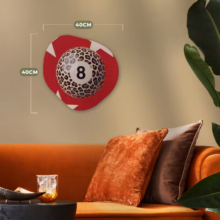 Spel - Dierenprint - Nummer 8 - Modern - Rood Wandcirkel Organisch Forex 3mm klein -sfeer3