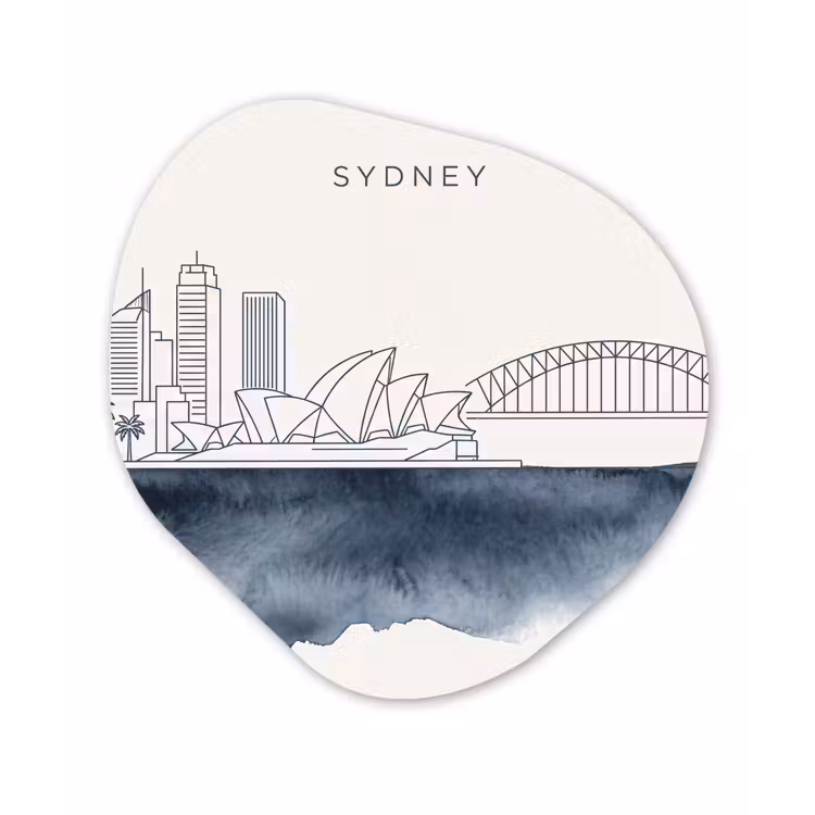 Stad - Skyline - Architectuur - Minimalistisch - Blauw Wandcirkel Organisch Forex 3mm klein -3d
