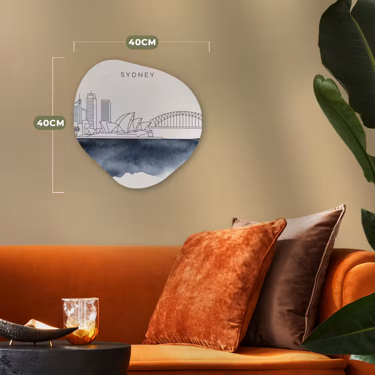 Stad - Skyline - Architectuur - Minimalistisch - Blauw Wandcirkel Organisch Forex 3mm klein -sfeer3