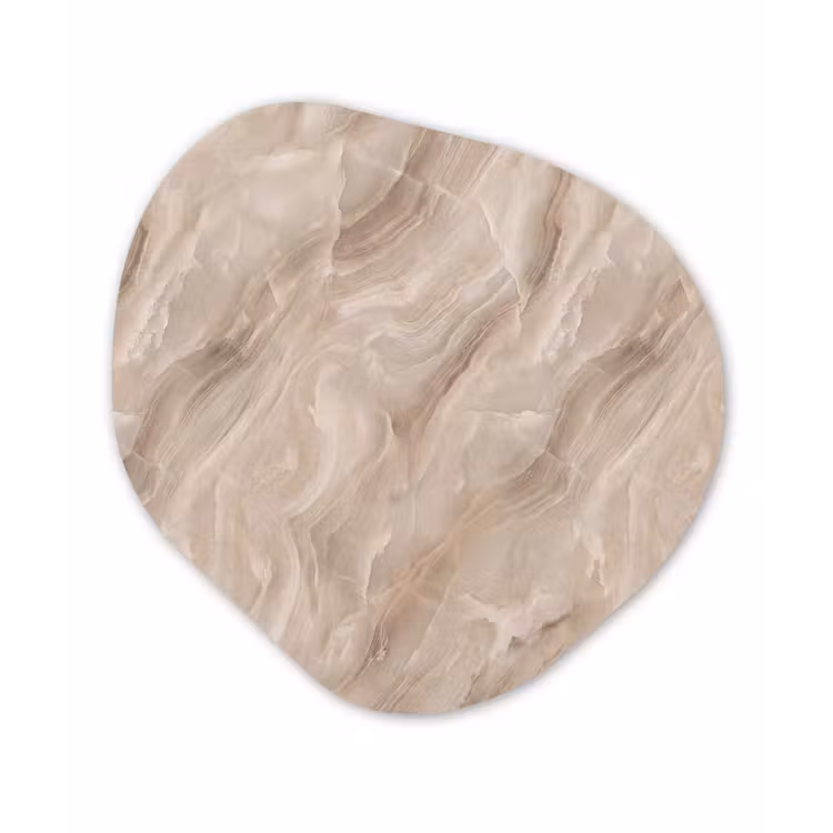 Steen - Golvend - Abstract - Beige Wandcirkel Organisch Forex 3mm klein -3d