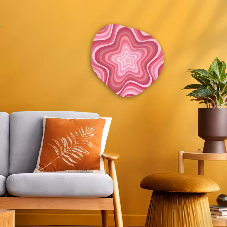 Ster - Golvend - Abstract - Roze Wandcirkel Organisch Forex 3mm klein -sfeer4