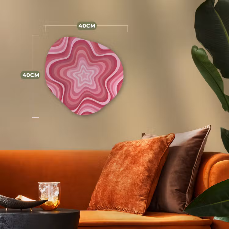 Ster - Golvend - Abstract - Roze Wandcirkel Organisch Forex 3mm klein -sfeer3
