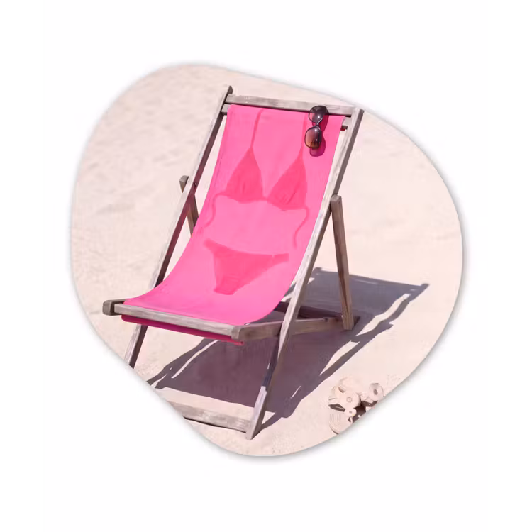 Strand - Ligstoel - Badkleding - Zomer - Roze Wandcirkel Organisch Forex 3mm klein -3d