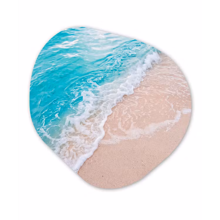 Strand - Zee - Golf - Natuur - Blauw Wandcirkel Organisch Forex 3mm klein -3d