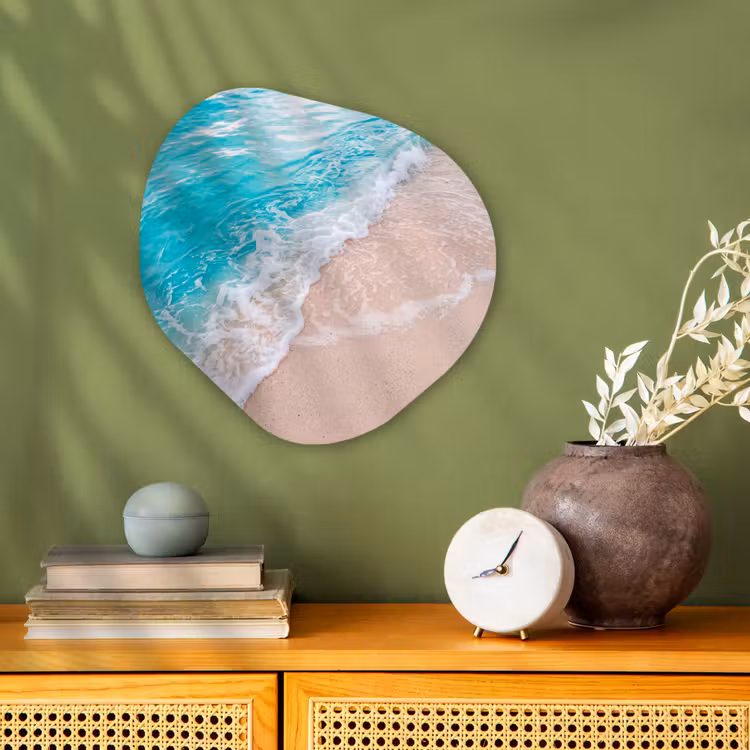 Strand - Zee - Golf - Natuur - Blauw Wandcirkel Organisch Forex 3mm klein -sfeer2
