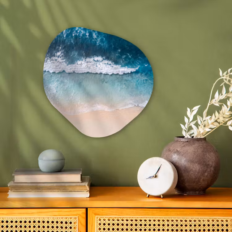 Strand - Zee - Golven - Natuur - Blauw Wandcirkel Organisch Forex 3mm klein -sfeer2