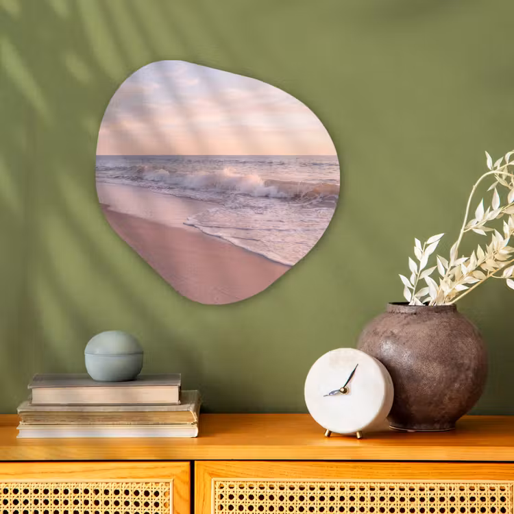 Strand - Zee - Golven - Natuur - Zonsondergang Wandcirkel Organisch Forex 3mm klein -sfeer2