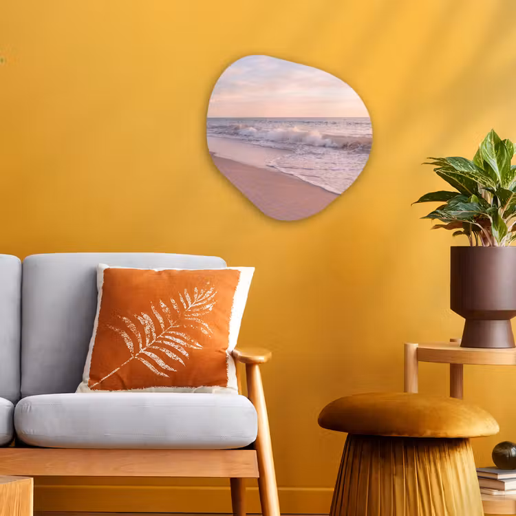 Strand - Zee - Golven - Natuur - Zonsondergang Wandcirkel Organisch Forex 3mm klein -sfeer4