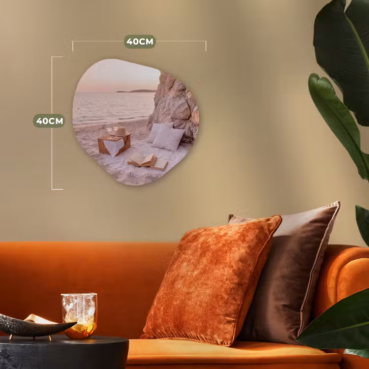 Strand - Picknick - Zonsondergang - Zomer - Natuur Wandcirkel Organisch Forex 3mm klein -sfeer3