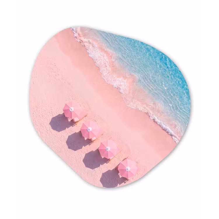 Strand - Roze zand - Zee - Zomer - Natuur Wandcirkel Organisch Forex 3mm klein -3d