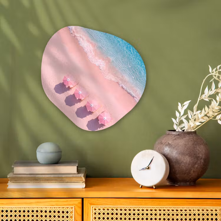 Strand - Roze zand - Zee - Zomer - Natuur Wandcirkel Organisch Forex 3mm klein -sfeer2