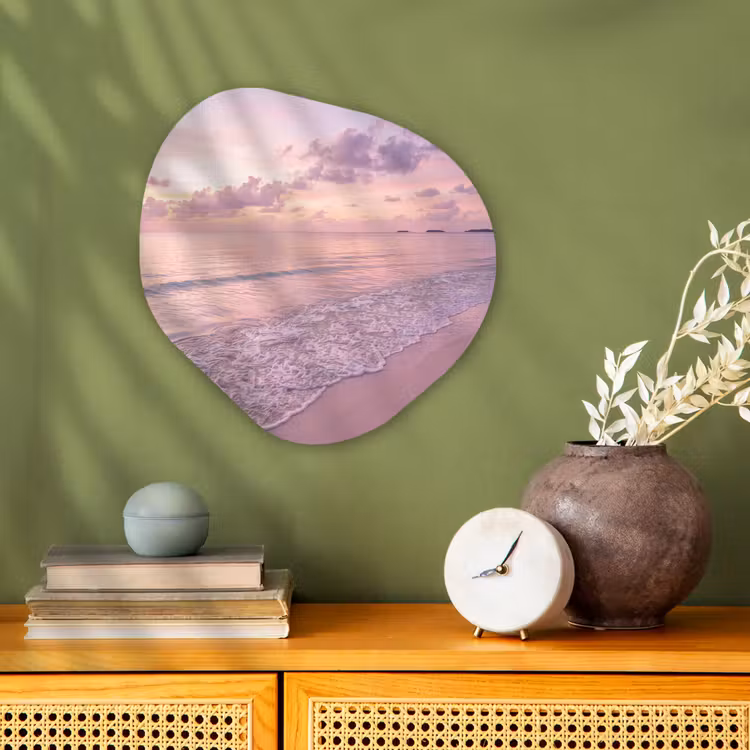 Strand - Zonsondergang - Natuur - Minimalistisch - Roze Wandcirkel Organisch Forex 3mm klein -sfeer2