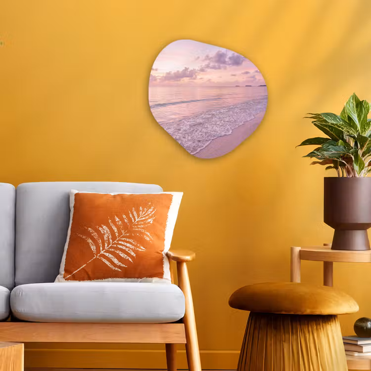 Strand - Zonsondergang - Natuur - Minimalistisch - Roze Wandcirkel Organisch Forex 3mm klein -sfeer4