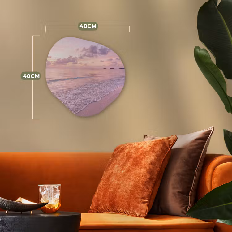 Strand - Zonsondergang - Natuur - Minimalistisch - Roze Wandcirkel Organisch Forex 3mm klein -sfeer3