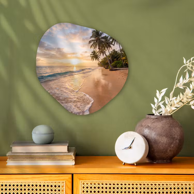 Strand - Zonsondergang - Tropisch - Natuur - Goud Wandcirkel Organisch Forex 3mm klein -sfeer2