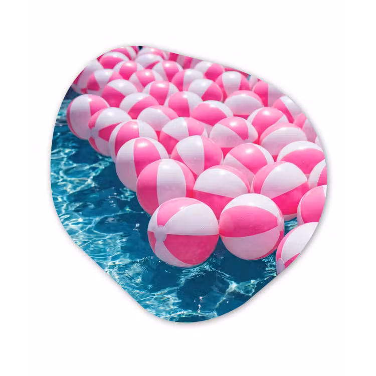 Strandballen - Roze - Water Wandcirkel Organisch Forex 3mm klein -3d