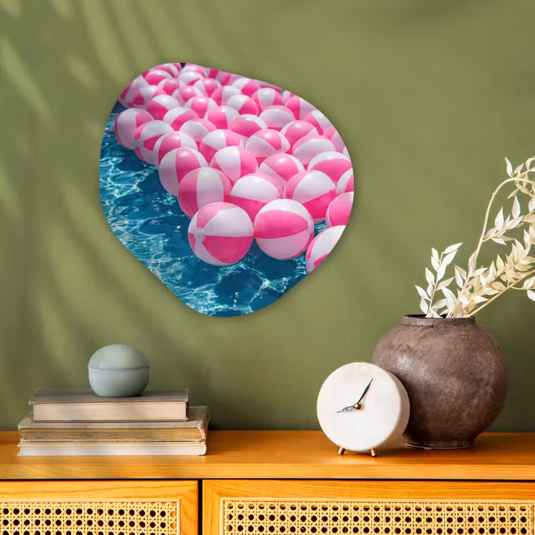 Strandballen - Roze - Water Wandcirkel Organisch Forex 3mm klein -sfeer2