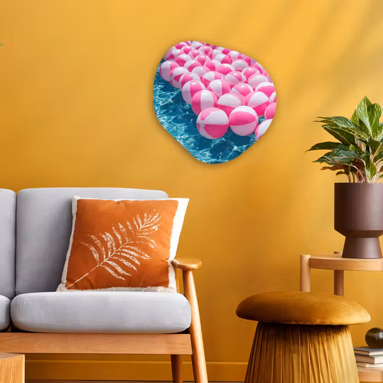 Strandballen - Roze - Water Wandcirkel Organisch Forex 3mm klein -sfeer4