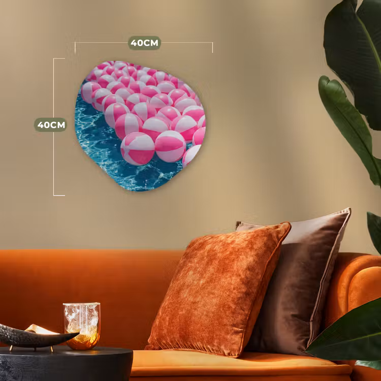 Strandballen - Roze - Water Wandcirkel Organisch Forex 3mm klein -sfeer3