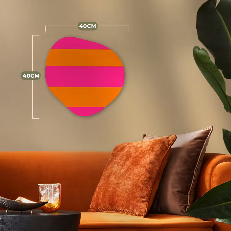 Strepen - Horizontaal - Roze Wandcirkel Organisch Forex 3mm klein 629 -sfeer3