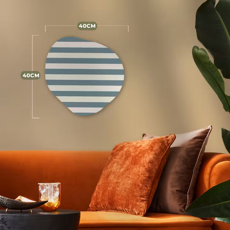 Strepen - Modern - Blauw Wandcirkel Organisch Forex 3mm klein 629 -sfeer3