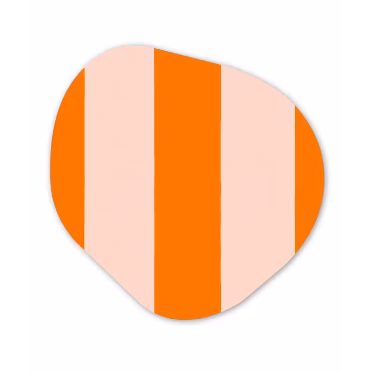Strepen - Modern - Oranje Wandcirkel Organisch Forex 3mm klein 629 -3d