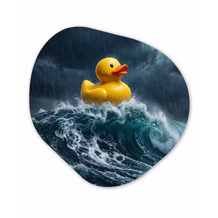 Storm - Badeend - Golven Wandcirkel Organisch Forex 3mm klein -3d